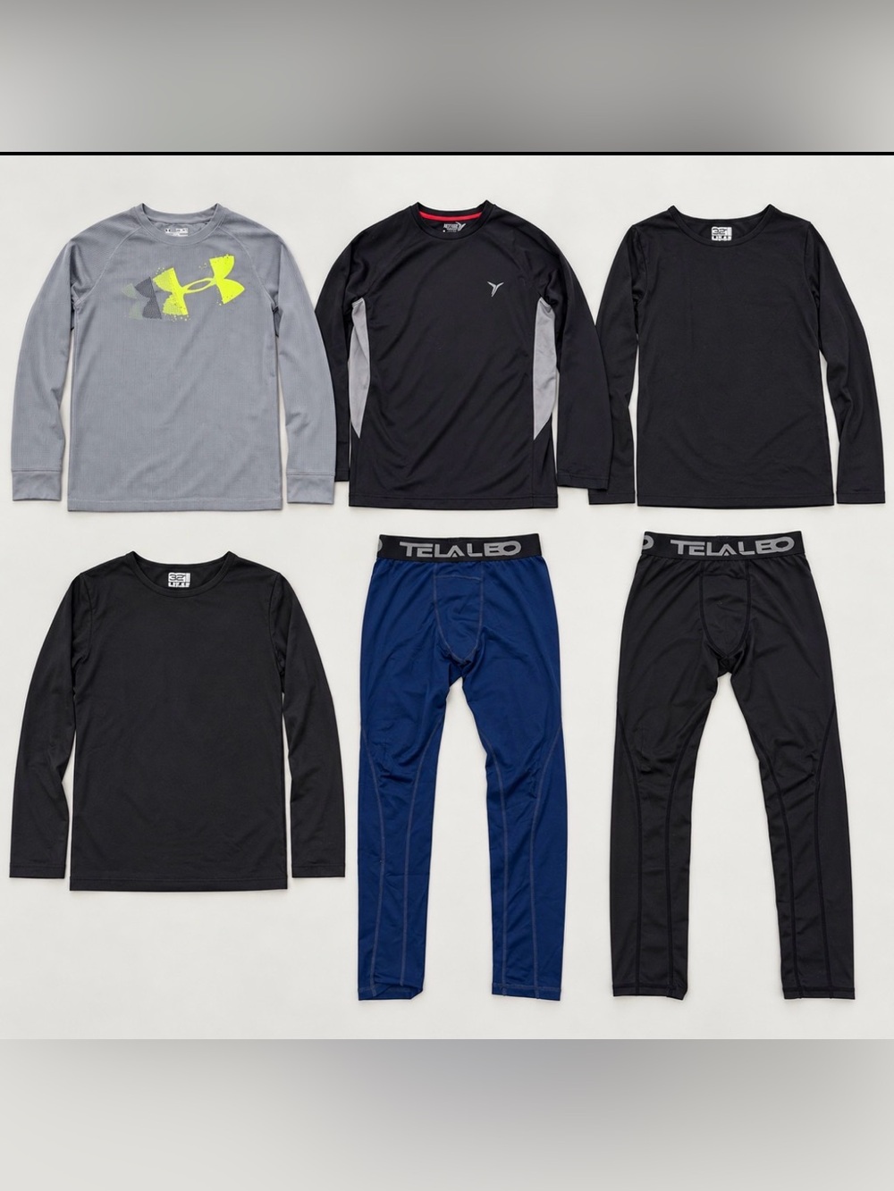Under Armour Kids Athletic Tops & Tights Set - Base layer for snow, skiing Lot